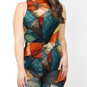 BOHO Sheer Mesh Bodysuit! Multi Color. 2 Snap Closure. Bohemian Mosaic Print